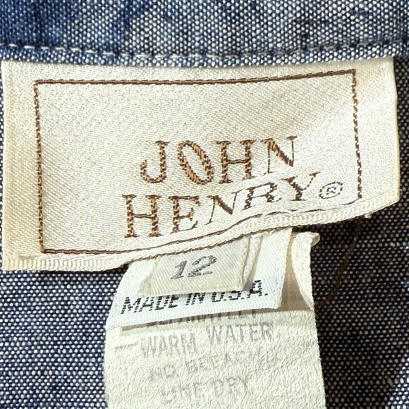 Vintage John Henry USA Denim Dress Sz 12 Cottagecore Prairie Union Made - Picture 5 of 13